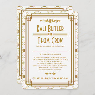 Custom Art Deco White Wedding Einladungen