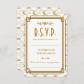 Custom Art Deco White Wedding RSVP Cards (Vorne/Hinten)