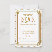 Custom Art Deco White Wedding RSVP Cards (Vorderseite)
