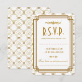 Custom Art Deco White Wedding RSVP Cards Karte (Vorne/Hinten)