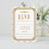 Custom Art Deco White Wedding RSVP Cards Karte (Stehend Vorderseite)