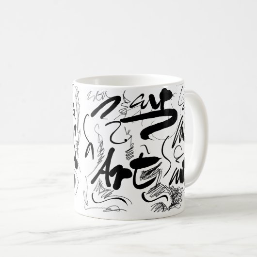 Custom Art Doodle Calligraphy Kaffeetasse (VorderseiteRechts)