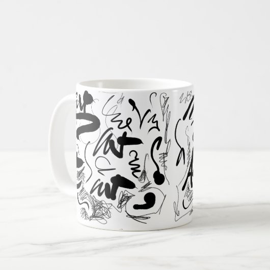 Custom Art Doodle Calligraphy Kaffeetasse (Vorderseite Links)