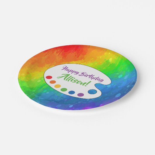 Custom Art Party Plate | Paint Party Pappteller (Schrägansicht)