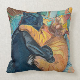 Custom Art Two Cats Cudddding Kissen