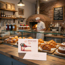 Custom Artisan Bakery Business Card with Cake