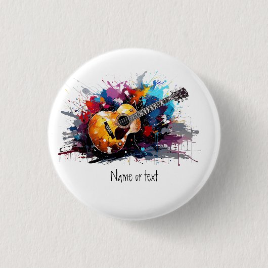 Custom Artistic Abstract Guitar Music Lover's Art Button (Vorderseite)