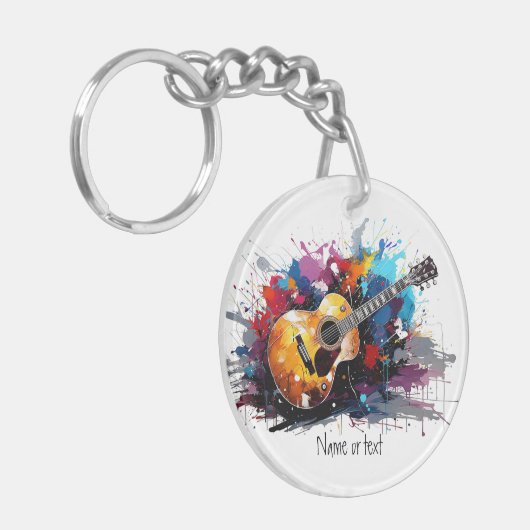 Custom Artistic Abstract Guitar Music Lover's Art Schlüsselanhänger (Vorderseite links)
