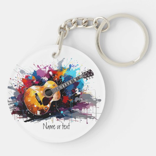 Custom Artistic Abstract Guitar Music Lover's Art  Schlüsselanhänger (Rückseite)