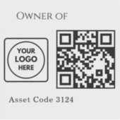 Custom Asset QR | Company Property Business Logo Aufkleber (Vorderseite)
