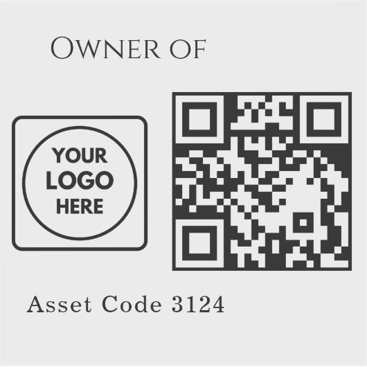 Custom Asset QR | Company Property Business Logo Aufkleber (Vorderseite)