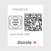 Custom Asset QR | Company Property Business Logo Aufkleber (Blatt)