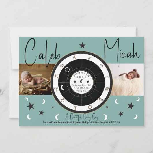 Custom Astrologie Sun Moon Signage Geburtsankündig Einladung (Vorderseite)