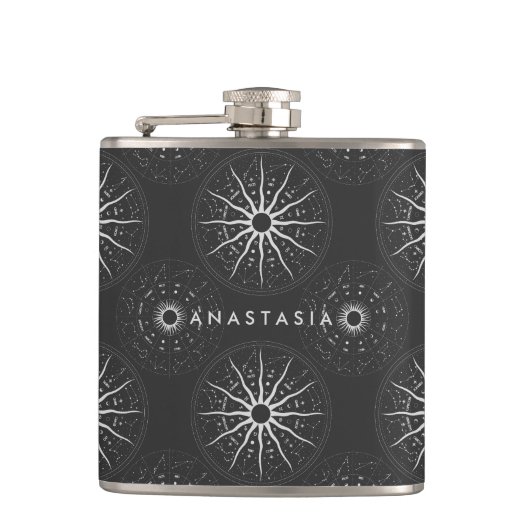 Custom Astrologie Zodiac Personalisiert Hip Flask Flachmann (Vorderseite)
