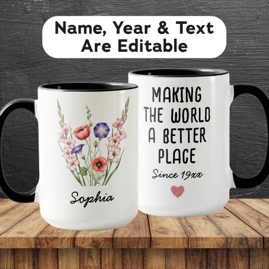 Custom August Birth Flower - Personalized Name Tasse