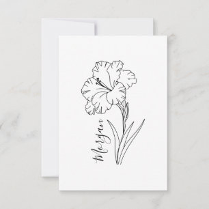 Custom August Gladiolus Birth Blume Geschenk für B Dankeskarte