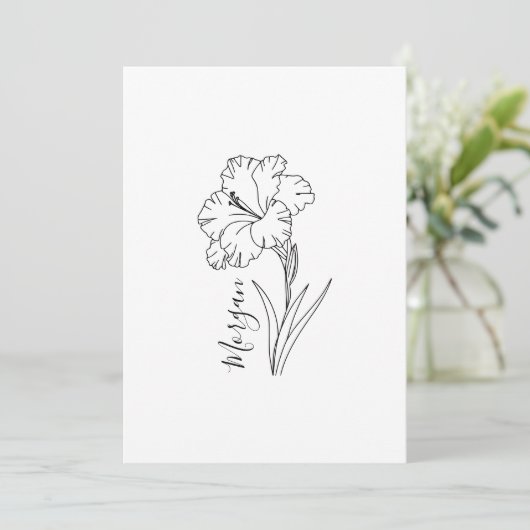 Custom August Gladiolus Birth Blume Geschenk für B Einladung (Stehend Vorderseite)
