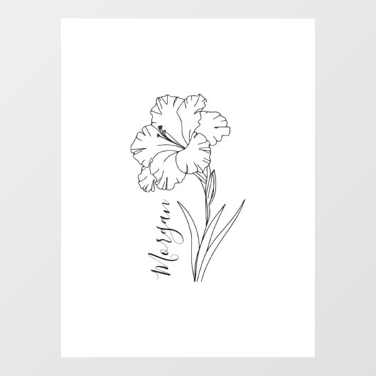 Custom August Gladiolus Birth Blume Geschenk für B Fensteraufkleber (Blatt)