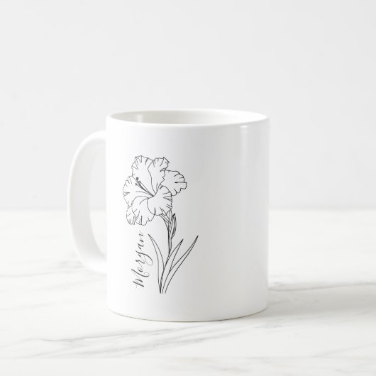 Custom August Gladiolus Birth Blume Geschenk für B Kaffeetasse (Vorderseite Links)