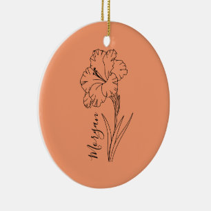Custom August Gladiolus Birth Blume Geschenk für B Keramik Ornament