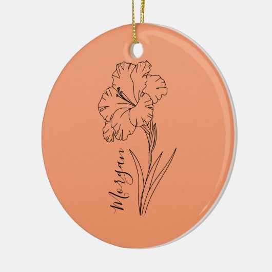 Custom August Gladiolus Birth Blume Geschenk für B Keramik Ornament (Links)