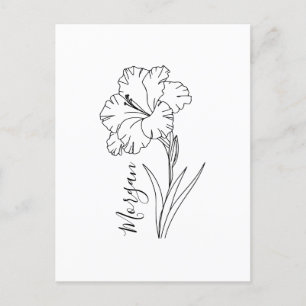 Custom August Gladiolus Birth Blume Geschenk für B Postkarte