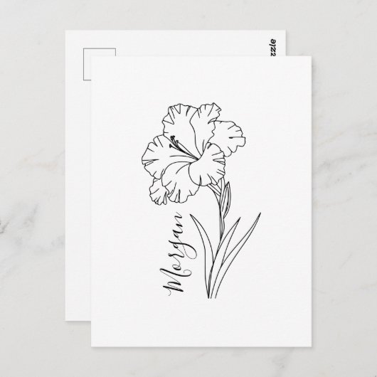 Custom August Gladiolus Birth Blume Geschenk für B Postkarte (Vorne/Hinten)