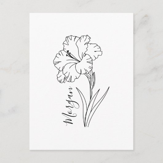 Custom August Gladiolus Birth Blume Geschenk für B Postkarte (Vorderseite)
