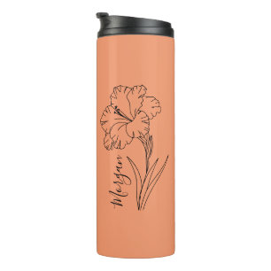 Custom August Gladiolus Birth Blume Geschenk für B Thermosbecher