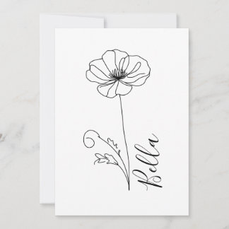 Custom August Poppy Birth Blume Geschenk zum Gebur Einladung