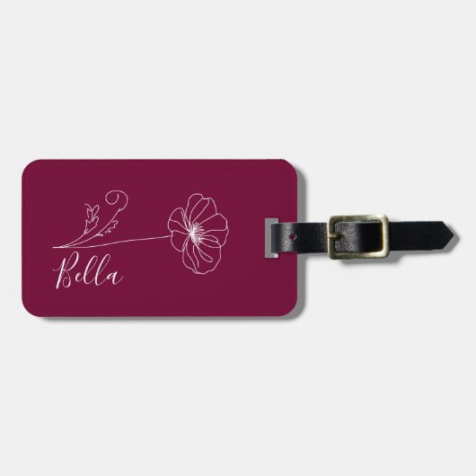 Custom August Poppy Birth Blume Geschenk zum Gebur Gepäckanhänger (Vorderseite horizontal)