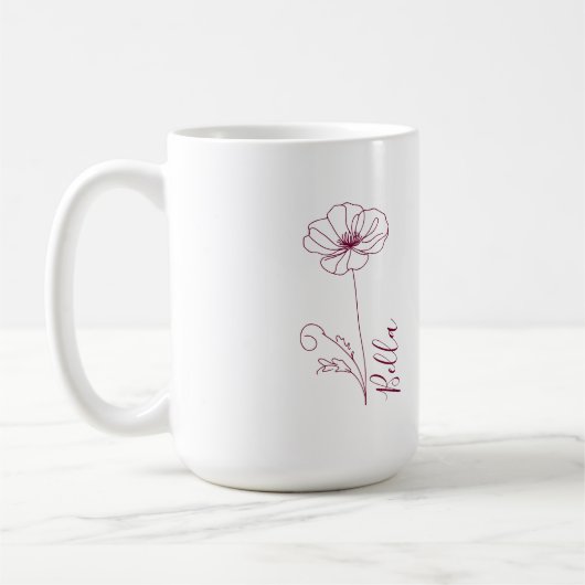 Custom August Poppy Birth Blume Geschenk zum Gebur Kaffeetasse (Links)