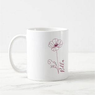 Custom August Poppy Birth Blume Geschenk zum Gebur Kaffeetasse