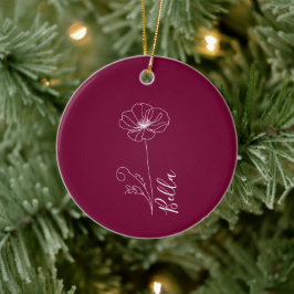 Custom August Poppy Birth Blume Geschenk zum Gebur Keramik Ornament