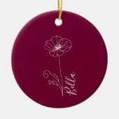 Custom August Poppy Birth Blume Geschenk zum Gebur Keramik Ornament (Vorne)
