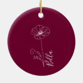 Custom August Poppy Birth Blume Geschenk zum Gebur Keramik Ornament (Hinten)