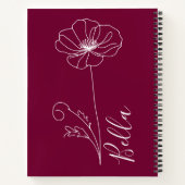 Custom August Poppy Birth Blume Geschenk zum Gebur Notizblock (Rückseite)