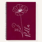 Custom August Poppy Birth Blume Geschenk zum Gebur Notizblock (Vorderseite)