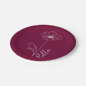 Custom August Poppy Birth Blume Geschenk zum Gebur Pappteller (Schrägansicht)