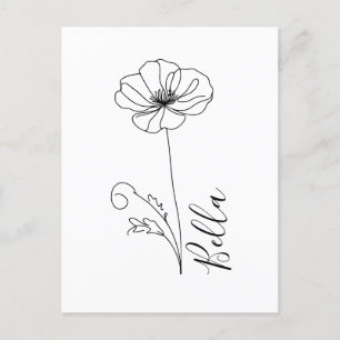 Custom August Poppy Birth Blume Geschenk zum Gebur Postkarte