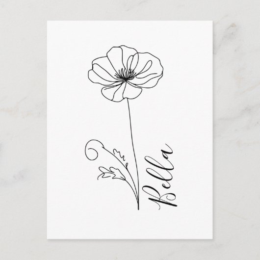 Custom August Poppy Birth Blume Geschenk zum Gebur Postkarte (Vorderseite)