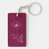 Custom August Poppy Birth Blume Geschenk zum Gebur Schlüsselanhänger (Rückseite)