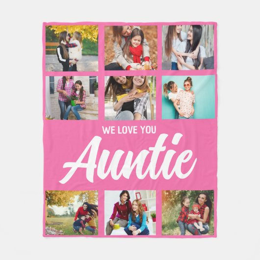 Custom Aunt Photo Throw Gift with Kids Names Fleecedecke (Vorderseite)