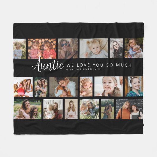 Custom Auntie 18 Photo Collage Fleecedecke (Vorderseite (Horizontal))
