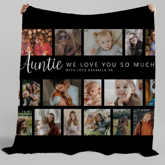 Custom Auntie 18 Photo Collage Fleecedecke