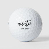 Custom Auntie Est. Modern Brush Script Typografie Golfball (Vorderseite)