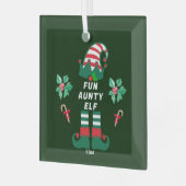 Custom Aunty Elf Familie passend Weihnachtsnamen Ornament Aus Glas (Vorderseite links)