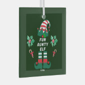 Custom Aunty Elf Familie passend Weihnachtsnamen Ornament Aus Glas (Vorderseite Rechts)