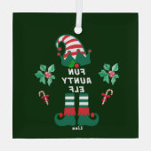 Custom Aunty Elf Familie passend Weihnachtsnamen Ornament Aus Glas (Rückseite)