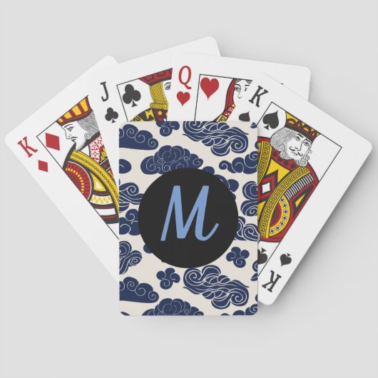 Custom Auspicious Clouds Monogram Playing Cards Spielkarten (Rückseite)